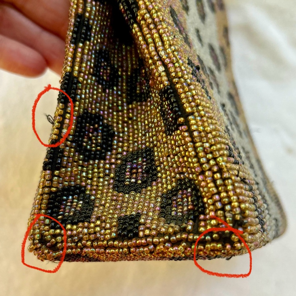 Vintage Christiana Leopard Print Beaded Handbag Purse - Picture 10 of 16